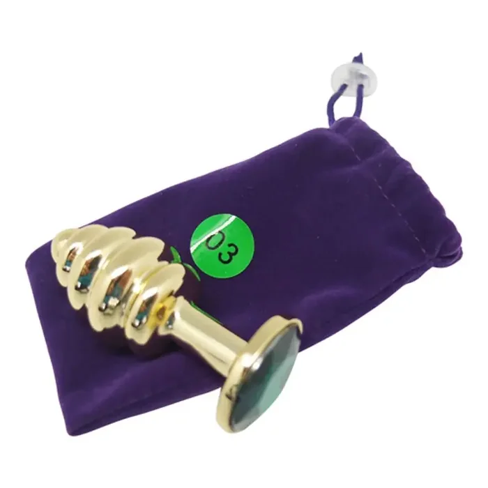 Buttplug in Gold mit Riffeln