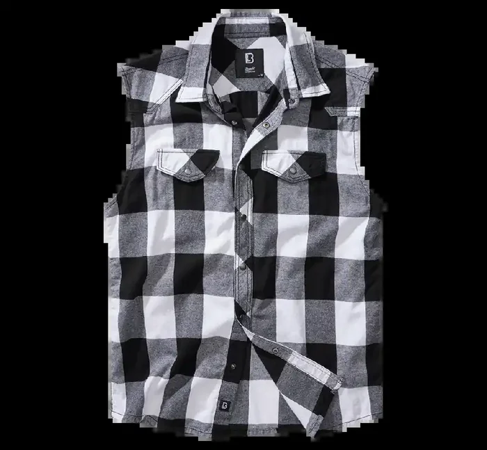 Checkshirt ohne Ärmel (Grösse XL, Farbe Schwarz/Grau)