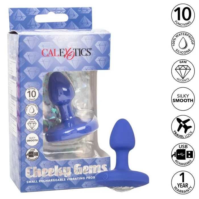 Cheeky Gems Small Rechargeable Vibrating Probe – Blue