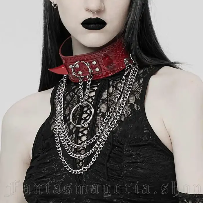 Choker mit Reptilienmuster – rot