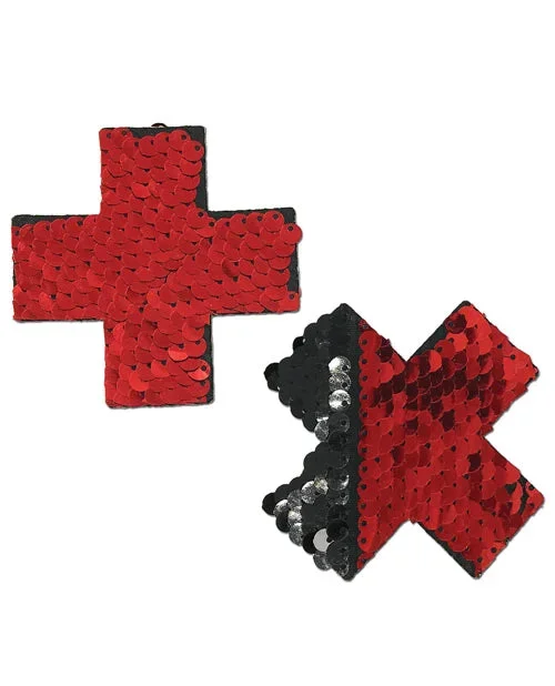 Color Changing Flip Sequins Cross – Red/Black O/S