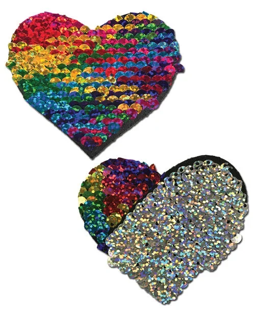 Color Changing Flip Sequins Heart – Rainbow O/S
