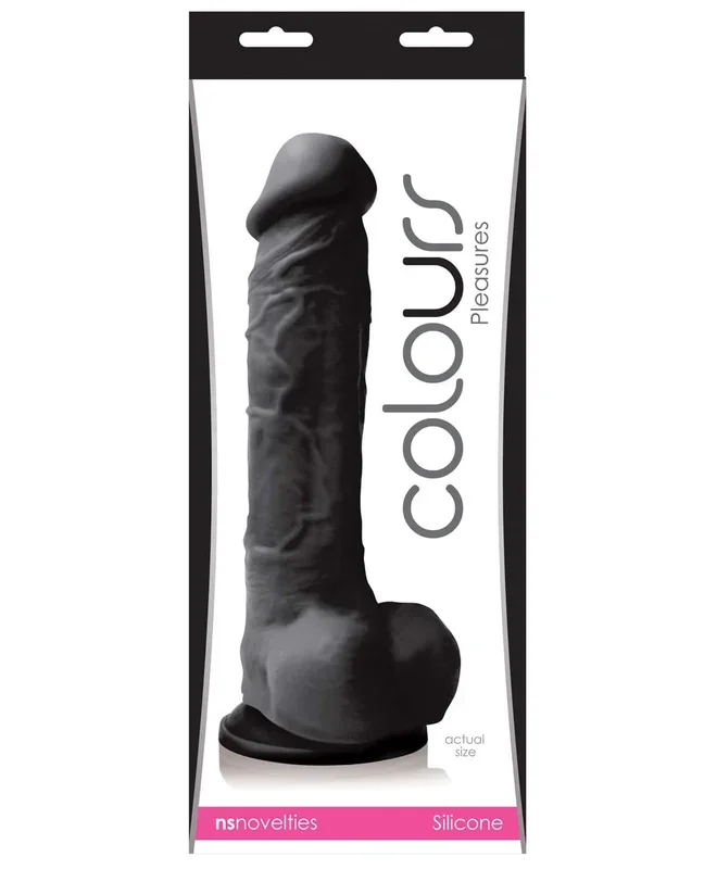 Colours Pleasures 8″ Dildo w/Suction Cup – Black