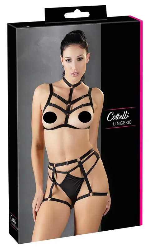 Cottelli – verführerisches Trio Dessous-Set – Schwarz (S-L)