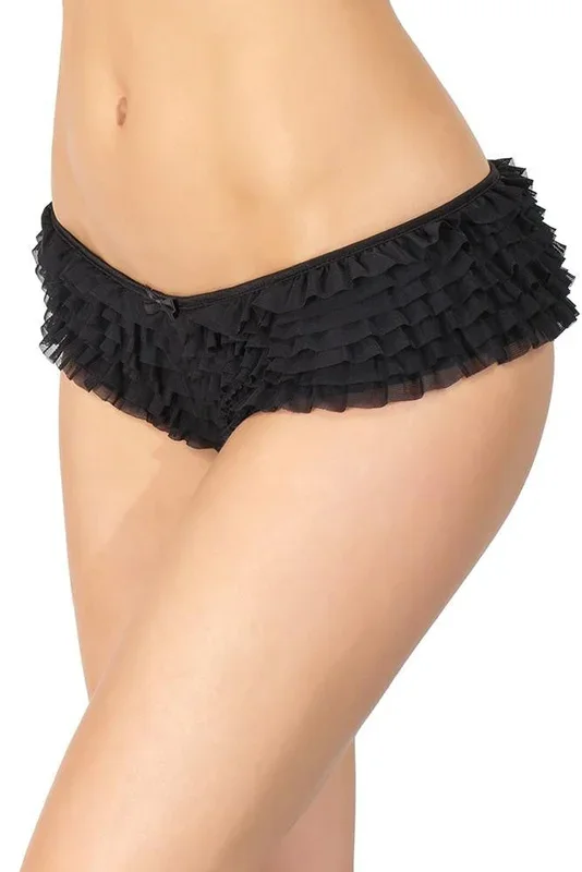 Crotchless Ruffle Mesh Panty in OS