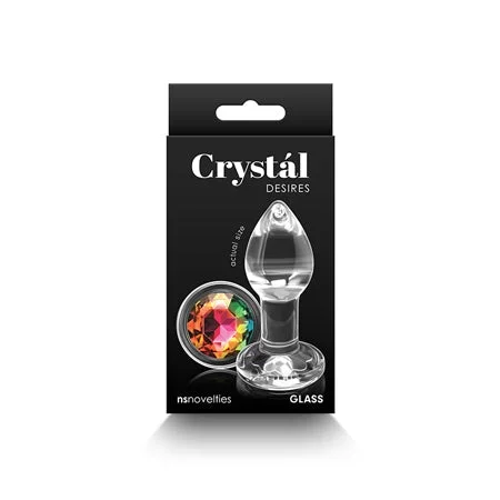 Crystal Desires Glass Round Gem Butt Plug Small – Rainbow