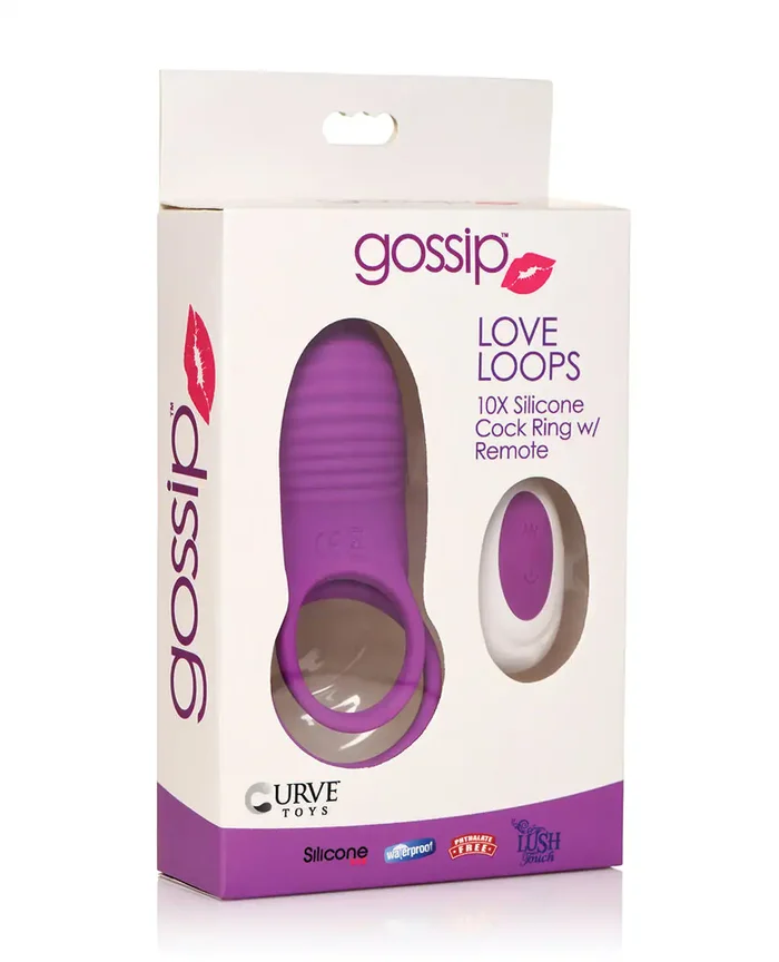 Curve Toys Gossip Love Loops 10X Silicone Cock Ring w/Remote – Violet