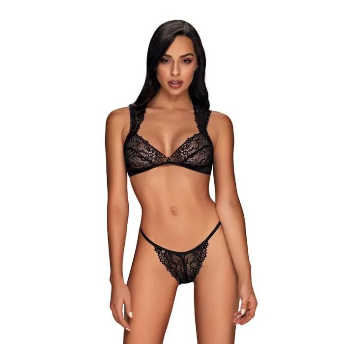 Dessous-Set gefertigt aus zarter Spitze schwarz