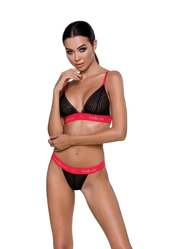 Dessous-Set schwarz-rot