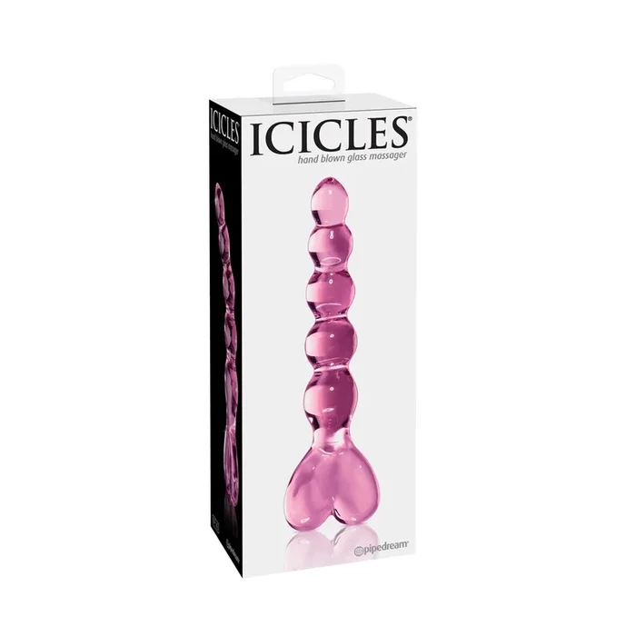 Dildo aus Glas »Icicles – No. 43« mit Kugel-Reizstruktur – Pink