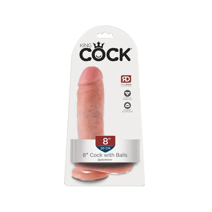 Dildo »King Cock« mit Hoden und Saugfuß – 21 cm – Hautfarben