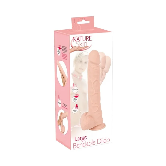 Dildo mit Saugfuß aus »Nature Skin« – 29,5 cm – Zum Verbiegen – Hautfarben