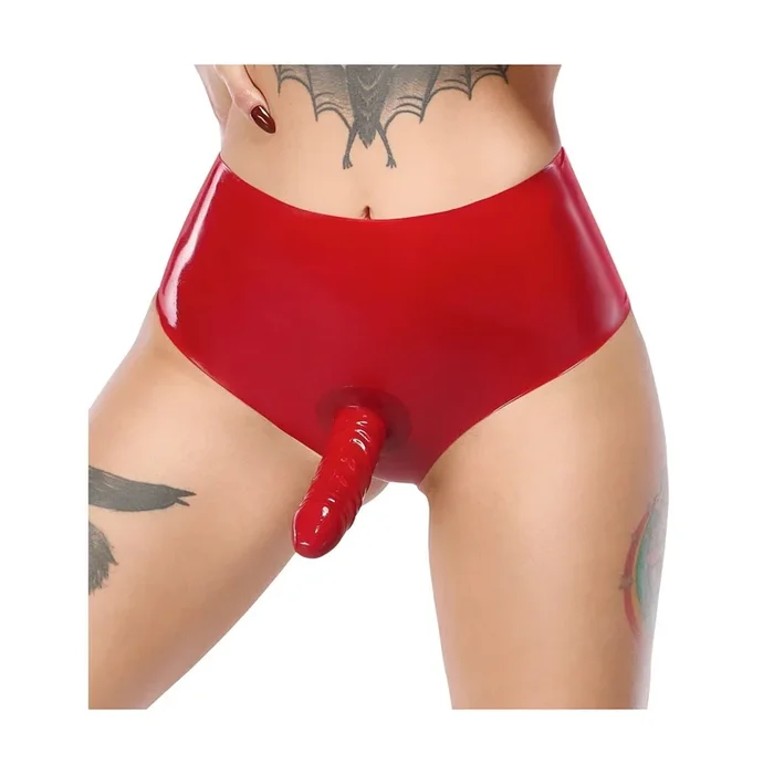 Dildo-Slip aus Latex – Rot XL