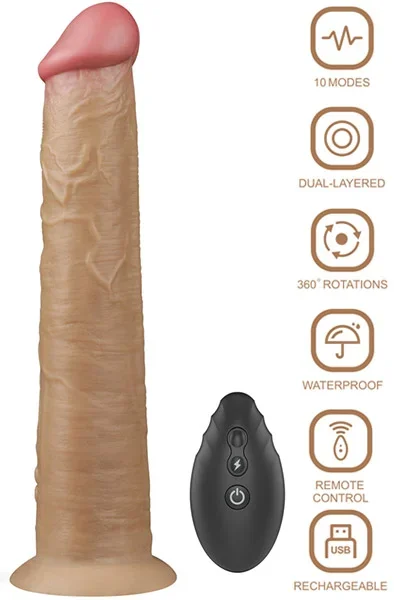 Doppelschichtiger Silikon Vibe mit Rotation 25cm