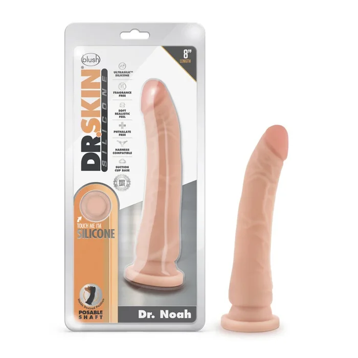 Dr. Skin Silicone Dr. Noah 8″ Dong With Suction Cup Vanilla
