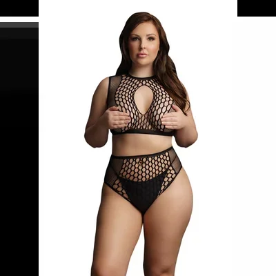 Duo-Netz-Schlüsselloch-BH-Set – Plus Size