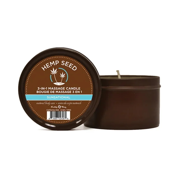 Earthly Body Suntouched Hemp Candle – 6 oz Round Tin Sunsational