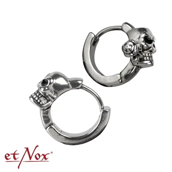 Edelstahl-Ohrringe ‘Totenkopf mit Rose‘