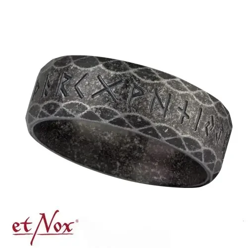 Edelstahlring „Runen“ in Antik-Optik