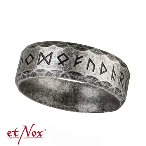 Edelstahlring ‘Runen‘ in Antik-Optik