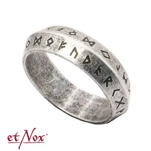 Edelstahlring ‘Runen‘ in Antik Optik