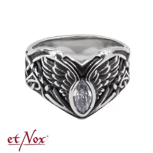 Edelstahlring ‘White Wing‘ mit Stein