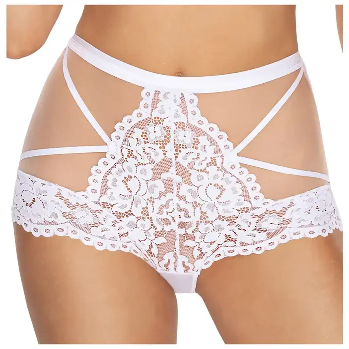 Edler zweifarbiger Boxerslip mit hoher Taille weiß