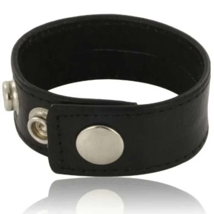 Einstellbarer Penisriemen Leder Body – Mit Knopf, Schwarz