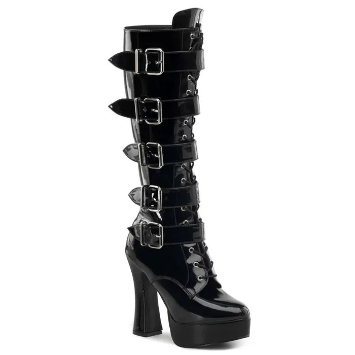 Electra-2042 (High Heel Größe 12 – Gr. 42, High Heel Farbe Schwarz Kunstleder)