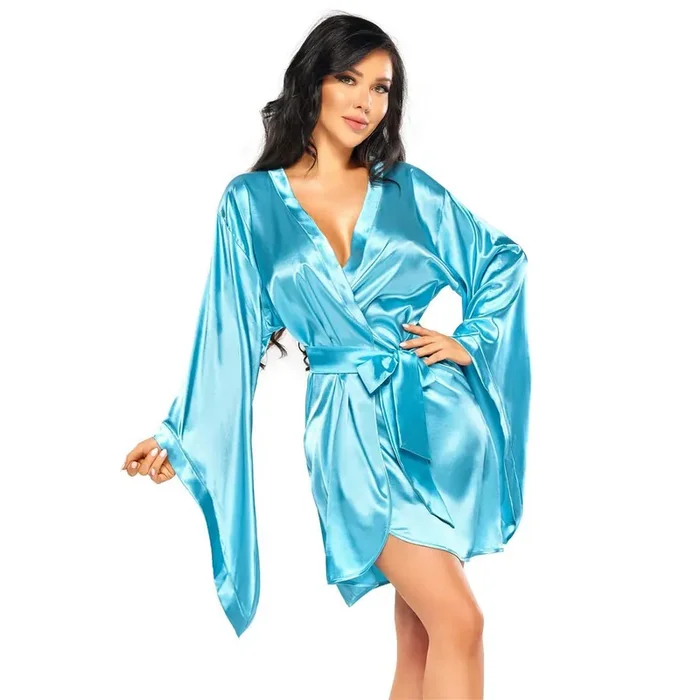 Eleganter langärmliger Kimono türkis