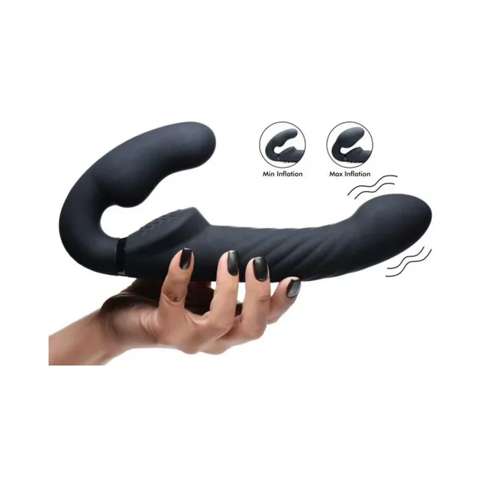 Ergo-fit Twist Inflatable Vibrating Silicone Strapless Strap-on – Black