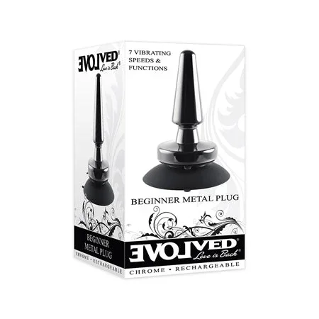 Evolved Beginner Vibrating Rechargeable Metal Plug – Black
