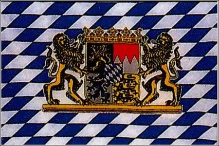 Fähnchen mit Holzstab ‘Bayern mit Wappen + Löwen‘