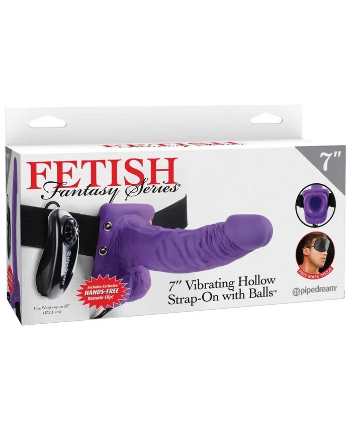 Fetish Fantasy Series 7″ Vibrating Hollow Strap On w/Balls – Purple