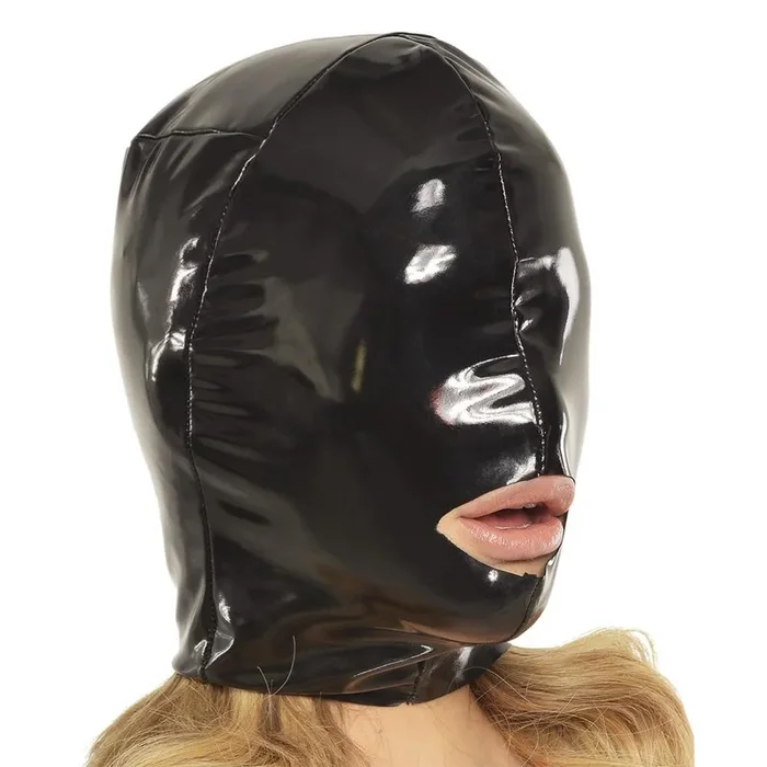 Fetish Fantasy Wet Look Open-Mouth Hood Small in Black