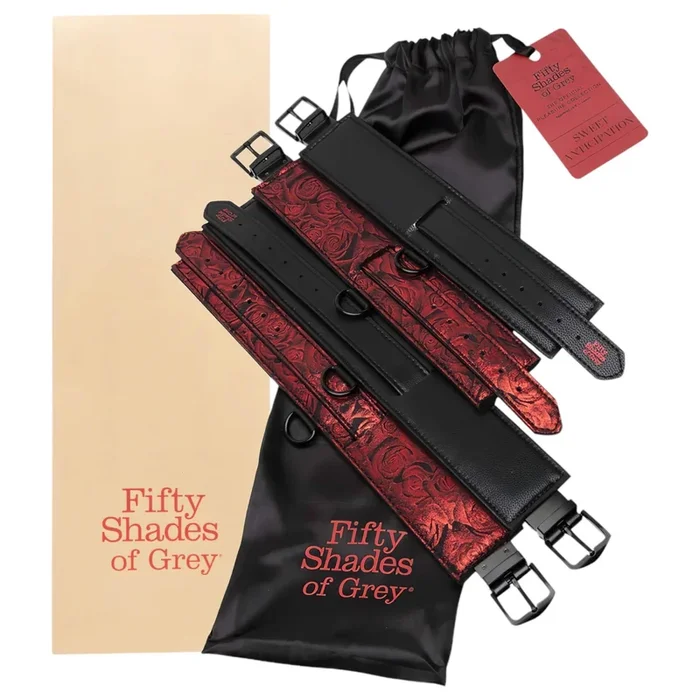 Fifty Shades of Grey – Handfesseln Set (schwarz-rot)