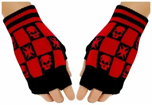 Fingerlose Handschuhe – Red Iron Cross Skulls