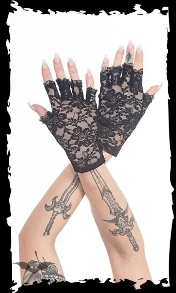 Fingerlose Spitzenhandschuhe mit floralem Muster