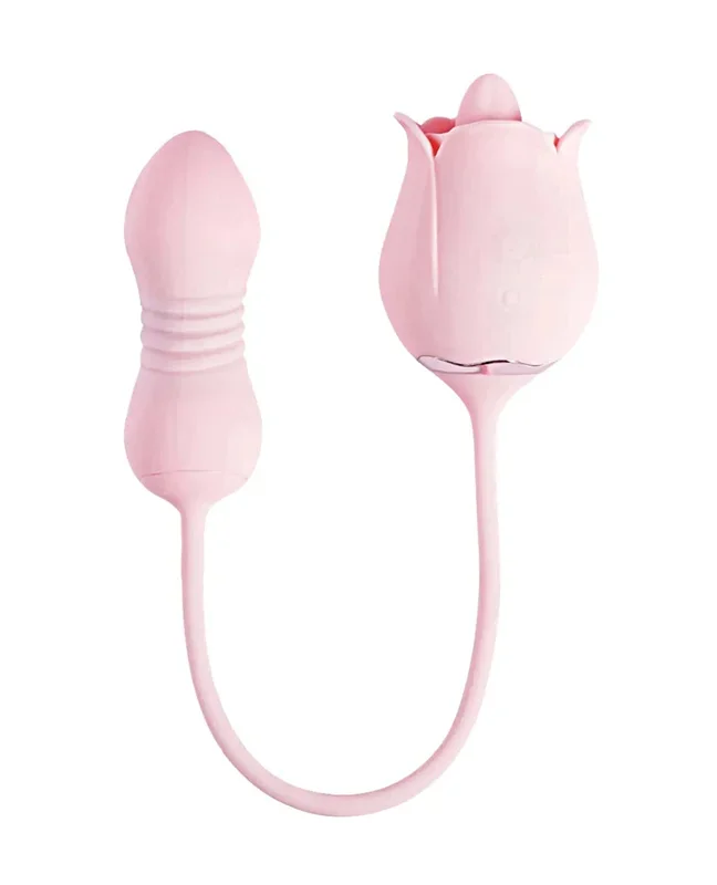 Fiona Plus Rose Clit Licking Stimulator & Thrusting Egg – Pink