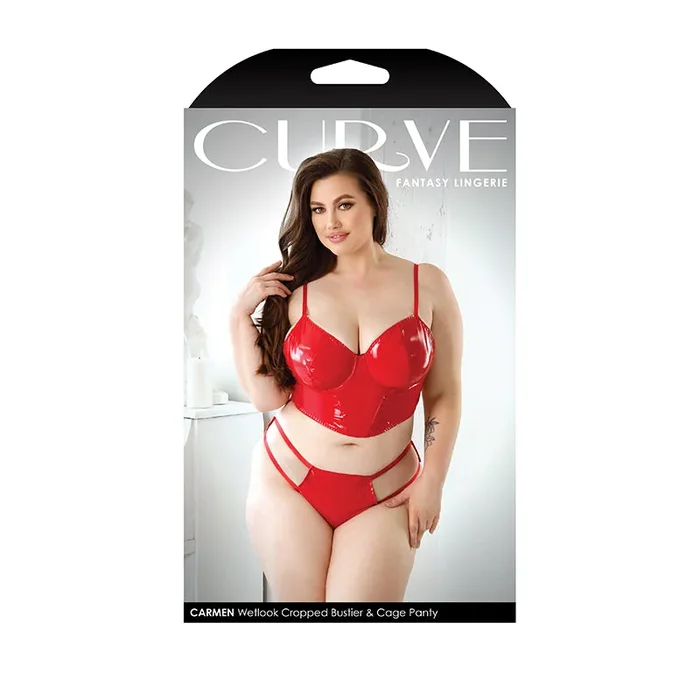 FL CurveCarmen WetBustier&Panty Red 3X4X