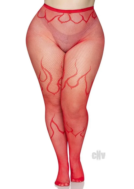 Flame Net Tights 1x/2x Red