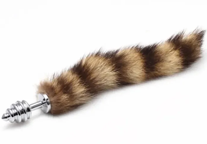 Flauschiger Analplug Waschbär ‘Silber‘