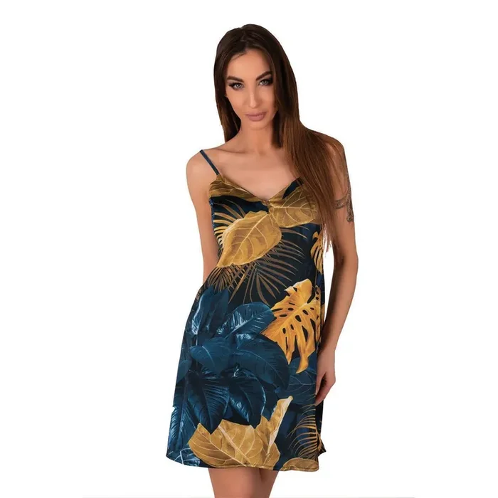 Flora-Muster Chemise blau/gelb