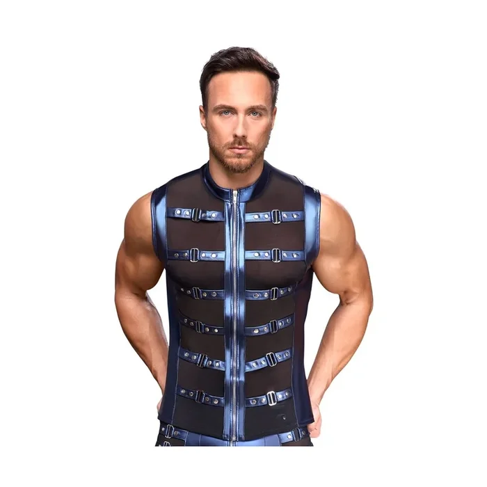Freizeits Shirt im Metallic-Mattlook mit Nietenriemen von NEK – Größe – M