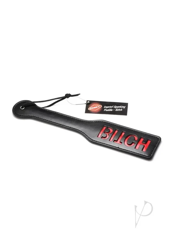 Frisky Imprint Spanking Paddle- Bitch – Black
