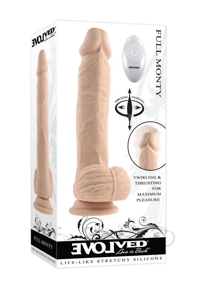 Full Monty Silicone Rechargeable Realistic Dildo with Remote 9 inch – Vanilla