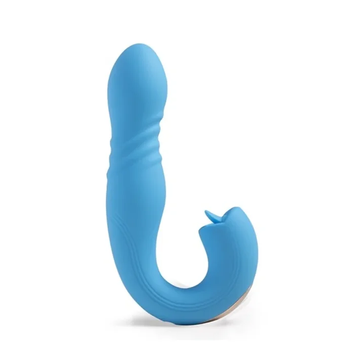 G-Punkt Vibrator mit Zunge HoneyPlayBox – Joi Thrust 2, App-gesteuert, Blau