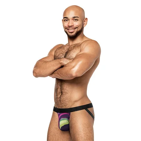 Galactic Sheer Poly Spandex Strappy Ring Jock Multi Color S/M