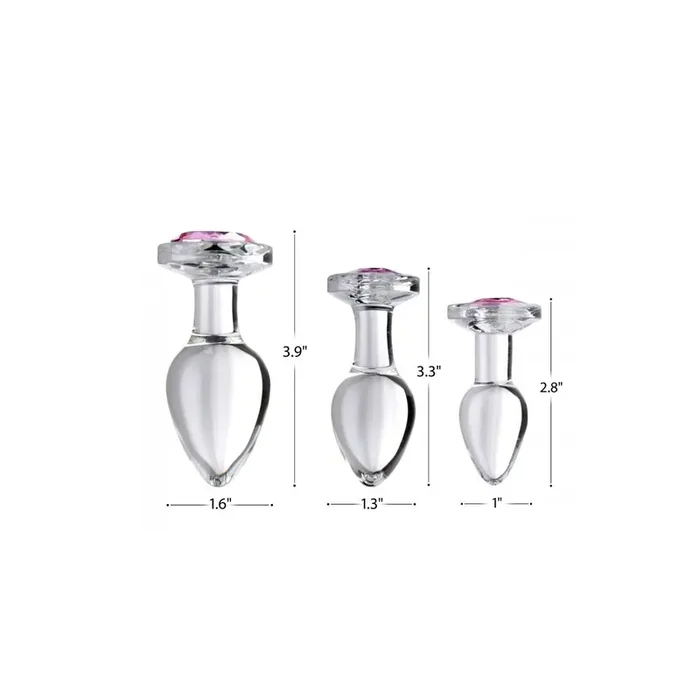 Glas Analplug mit rosa Schmuckstein