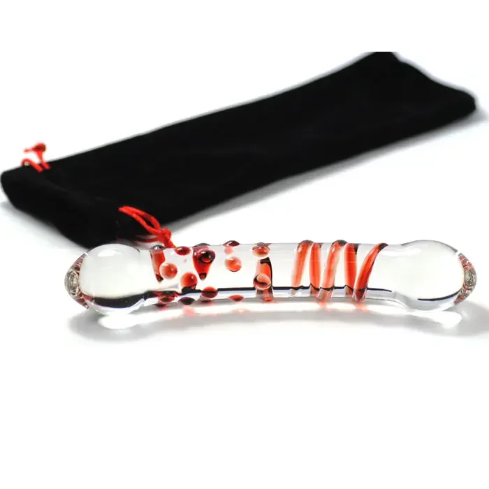 Glas Dildo mit Noppen – rot